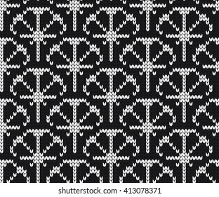Knitted seamless pattern citrus segments black and white