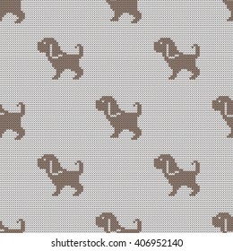 Knitted seamless pattern  dogs