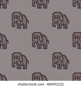  Knitted seamless pattern elephants