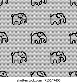 Knitted seamless pattern elephants