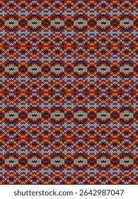 Knitted seamless pattern embroidery tribal native.Traditional Aztec,Navajo,Southwest and Mexican style.Sweater crochet vector geometric background.Design for fabric,clothing,wrapping,print,decoration.