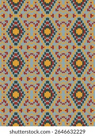 Tejido sin fisuras patrón bordado tribal nativo.Tradicional azteca, navajo, suroeste y estilo mexicano.Suéter crochet Vector de fondo geométrico.Diseño para la tela, ropa, envoltura, impresión, decoración.