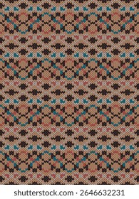 Knitted seamless pattern embroidery tribal native.Traditional Aztec,Navajo,Southwest and Mexican style.Sweater crochet vector geometric background.Design for fabric,clothing,wrapping,print,decoration.