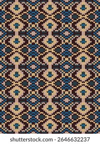 Tejido sin fisuras patrón bordado tribal nativo.Tradicional azteca, navajo, suroeste y estilo mexicano.Suéter crochet Vector de fondo geométrico.Diseño para la tela, ropa, envoltura, impresión, decoración.
