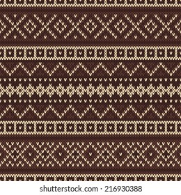 Knitted seamless pattern in Fair Isle style