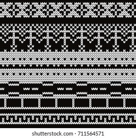 Knitted seamless pattern fair isle motives
