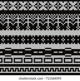 Knitted seamless pattern fair isle motives
