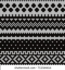 Knitted seamless pattern fair isle motives
