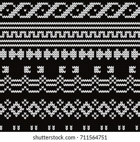 Knitted seamless pattern fair isle motives