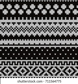 Knitted seamless pattern fair isle motives