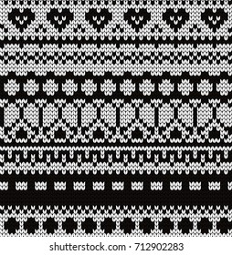 Knitted seamless pattern with fair isle elements
