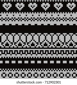 Knitted seamless pattern with fair isle elements