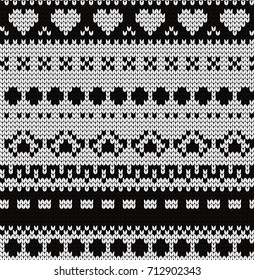 Knitted seamless pattern with fair isle elements