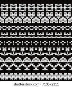 Knitted seamless pattern with fair isle elements