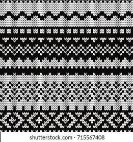 Knitted seamless pattern with fair isle elements