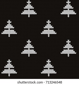 Knitted seamless pattern fir-trees