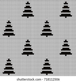 Knitted seamless pattern fir-trees