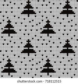 Knitted seamless pattern fir-trees