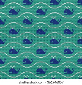 Knitted seamless pattern fishes