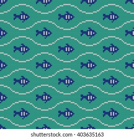 Knitted seamless pattern fishes