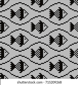 Knitted seamless pattern fishes