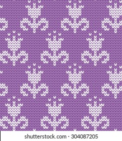 knitted seamless pattern flowers