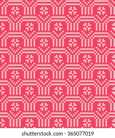 Knitted seamless pattern flowers