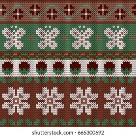 Knitted seamless pattern flowers