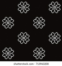 Knitted seamless pattern flowers