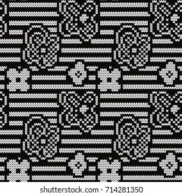 Knitted seamless pattern flowers