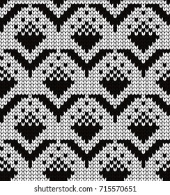 Knitted seamless pattern flowers