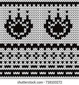 Knitted seamless pattern flowers