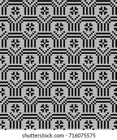 Knitted seamless pattern flowers in scales