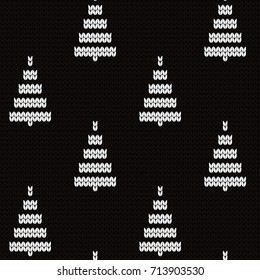Knitted seamless pattern geometric fir-trees
