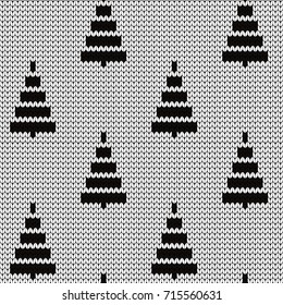 Knitted seamless pattern geometric fir-trees