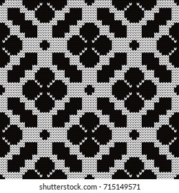 Knitted seamless pattern geometric flowers