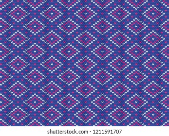 Knitted seamless pattern. Geometric vector background