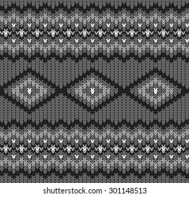 Knitted seamless pattern in gray colors