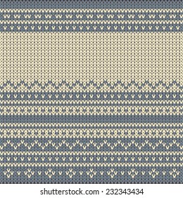 Knitted seamless pattern. Gray pastel color. Vector illustration