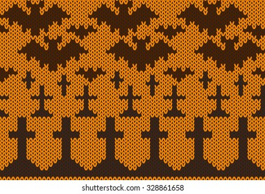 Knitted seamless pattern. Halloween theme. Vector illustration