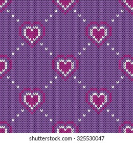 knitted seamless pattern hearts