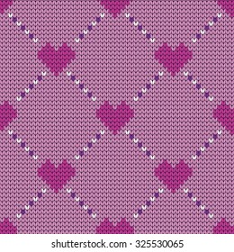 knitted seamless pattern hearts