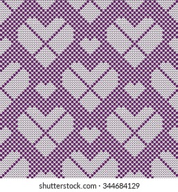 Knitted seamless pattern hearts