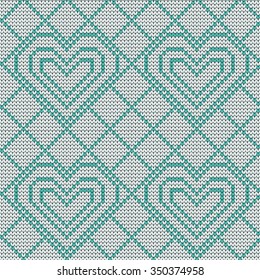 Knitted seamless pattern hearts