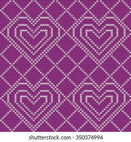 Knitted seamless pattern hearts
