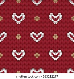 Knitted seamless pattern hearts