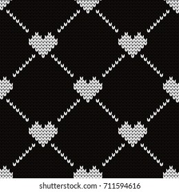 Knitted seamless pattern hearts