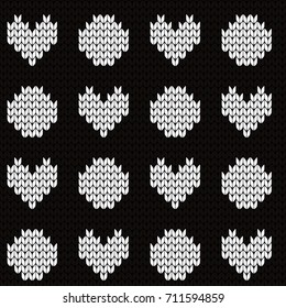 Knitted seamless pattern hearts