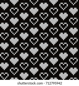 Knitted seamless pattern hearts