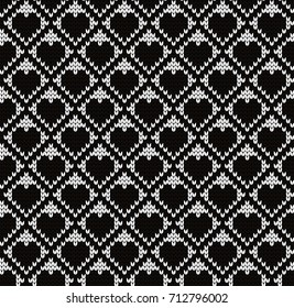 Knitted seamless pattern hearts